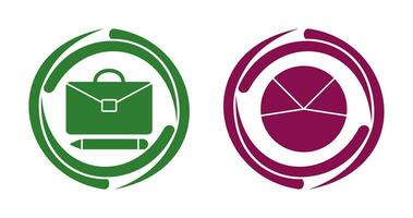 briefcase and pie chart analysis Icon vector