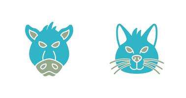 Pig and Cat Icon vector