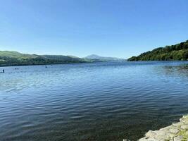 A view of the North Wales countryside at Bala Lake on a sunny day photo