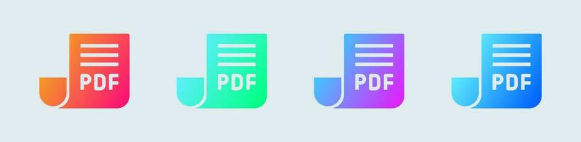 Pdf solid icon in gradient colors. Format signs vector illustration.
