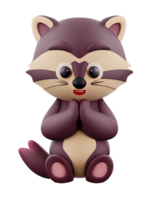 3d ilustración mapache png