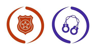 Police shield and Handcuff Icon vector