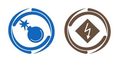 danger of explosion and high voltages  Icon vector