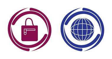 handbag and globe  Icon vector