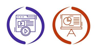 Video Content and Pie Chart Icon vector