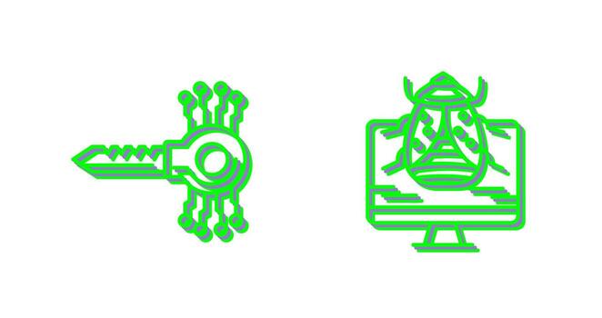 Key Code and Malware Icon vector