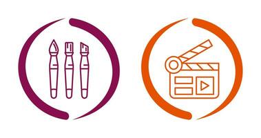Brushes and Clapper Board Icon vector
