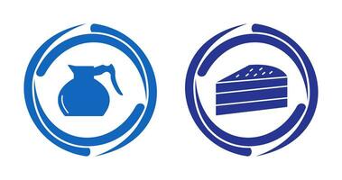 cake slice and coffee pot  Icon vector