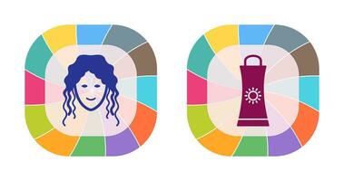 Sunblock Cream and Hair Curly Icon vector