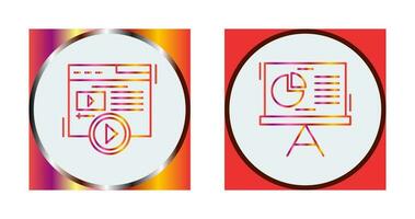 Video Content and Pie Chart Icon vector