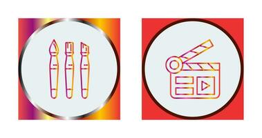 Brushes and Clapper Board Icon vector