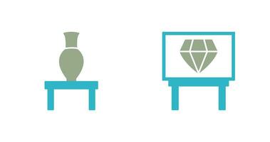 Vase Exhibit and Diamond Exhibit Icon vector