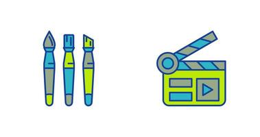 Brushes and Clapper Board Icon vector