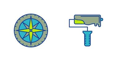 Compass and Roller Icon vector