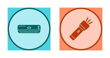 Air Conditioner and Flashlight Icon vector