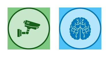 Security Camera and Brain Icon vector