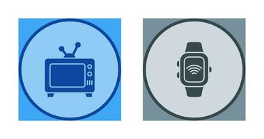 televisión y inteligente reloj icono vector