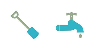 Hand Shovel and Water Tap Icon vector