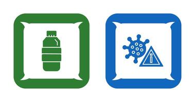 coronavirus y botella icono vector