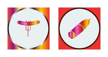 Sausage on Fork and Salami Icon vector