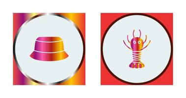 Men Hat and Lobster Icon vector