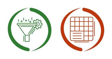 Filtering and Table Data Icon vector