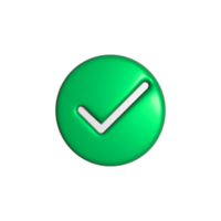 3d green tick check mark png symbol, Wright icon on transparent background