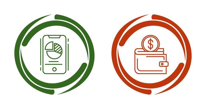 Pie Chart and Wallet Icon vector