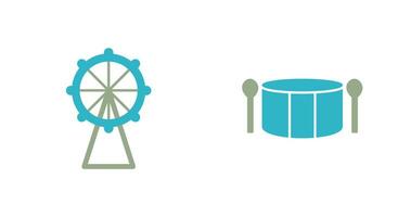 Ferris Wheel and Drum Icon vector