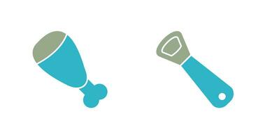 Cooked Ham and utensil Icon vector