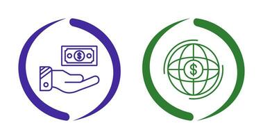 dinero y globo icono vector