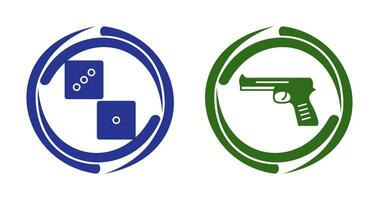 dado y pistola icono vector