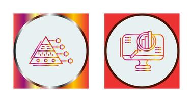 Pyramid Graph and Search Icon vector