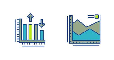 Spline Chart and Bar Graph Icon vector