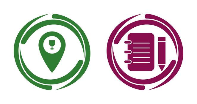 bar location and notepad Icon vector
