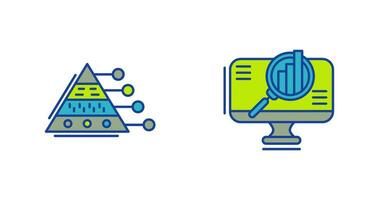 Pyramid Graph and Search Icon vector