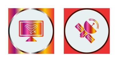 Disconnected Network and Satellite Icon vector