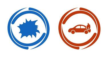 explosion and car on fire  Icon vector