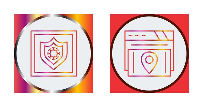 proteger y mapa ubicación icono vector