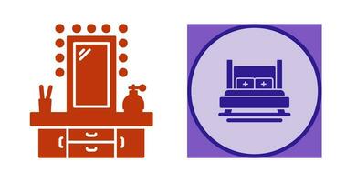 Dressing Table and Bed Icon vector