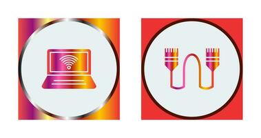 Connected Laptop and Internet Cable Icon vector