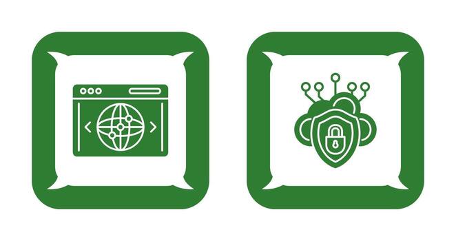 nube seguridad y sitio web icono vector