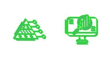 Pyramid Graph and Search Icon vector