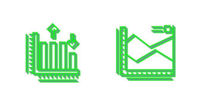 Spline Chart and Bar Graph Icon vector