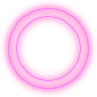 Neon circle lamp isolated with transparent background. Pink glowing circle bulb. png