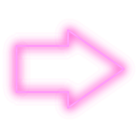 Neon purple arrow icon with transparent background. png