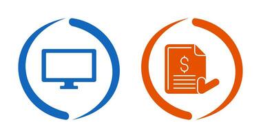 Monitor and Invoice Icon vector