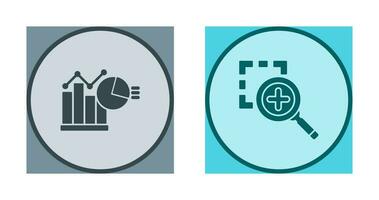 Bar Chat and Zoom In Icon vector