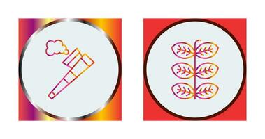 Pipe and Tobacco Leafs Icon vector