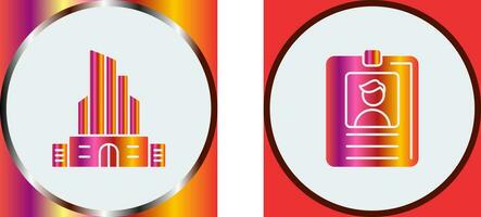 Id Card and Office Building Icon vector